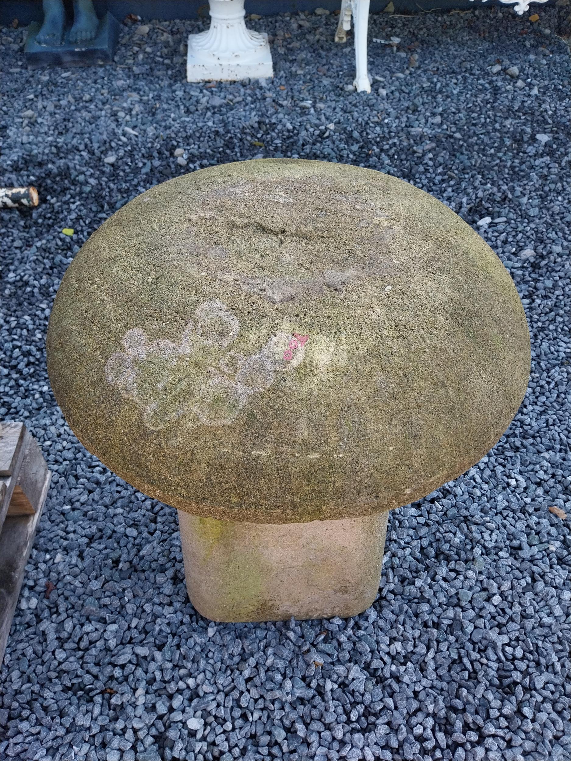 Sandstone staddle stone in the 19th C. style {55 cm H x 49 cm Dia.}. (NOT AVAILABLE TO VIEW IN - Image 2 of 3