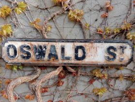 Cast iron Street sign Oswald St {H 18cm x W 85cm }. (NOT AVAILABLE TO VIEW IN PERSON)