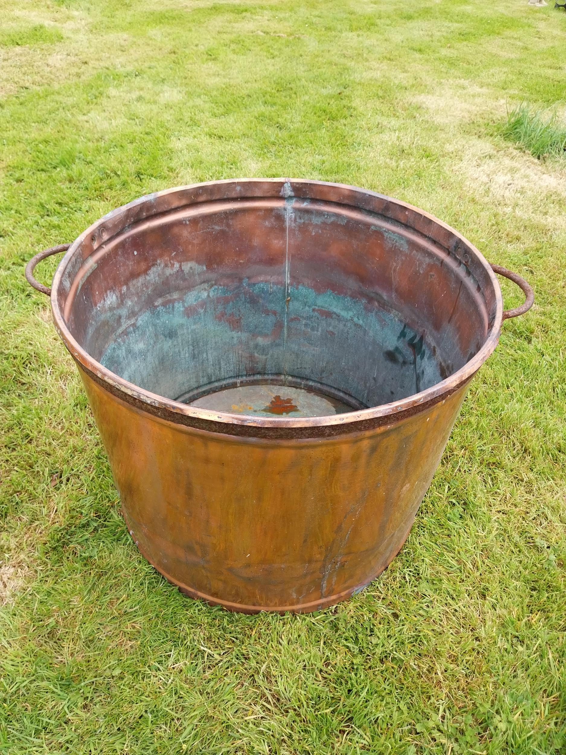 Large circular copper garden planter {53 cm H x 78 cm W x 67 cm D}. - Image 2 of 5