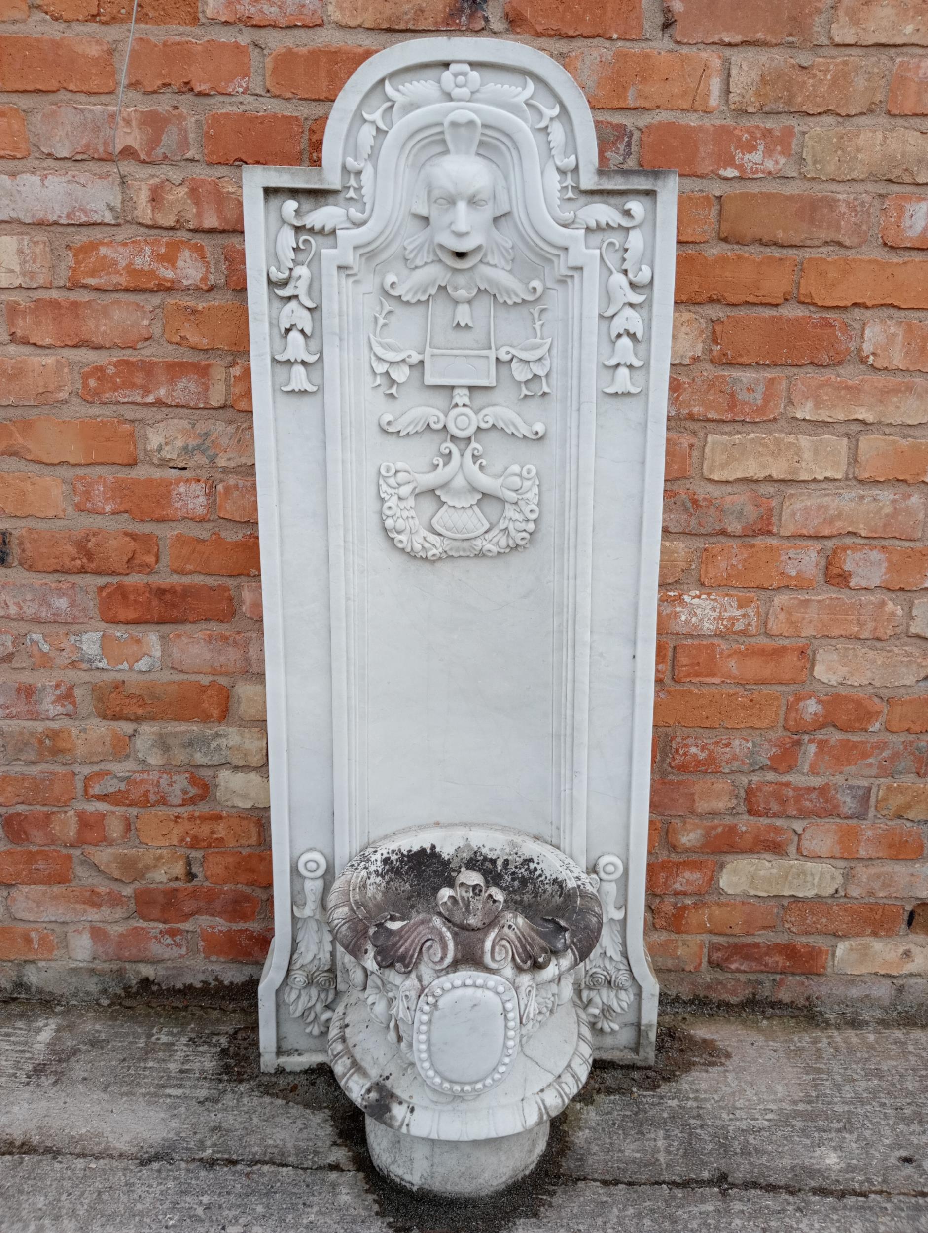 Decorative marble wall water fountain {H 160cm x W 60cm x D 50cm }. (NOT AVAILABLE TO VIEW IN