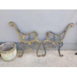 Pair of decorative cast iron seat ends {74 cm H x 66 cm W}.