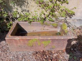 Salt glazed sandstone trough {H 40cm x W 137cm x D 40cm }. (NOT AVAILABLE TO VIEW IN PERSON)