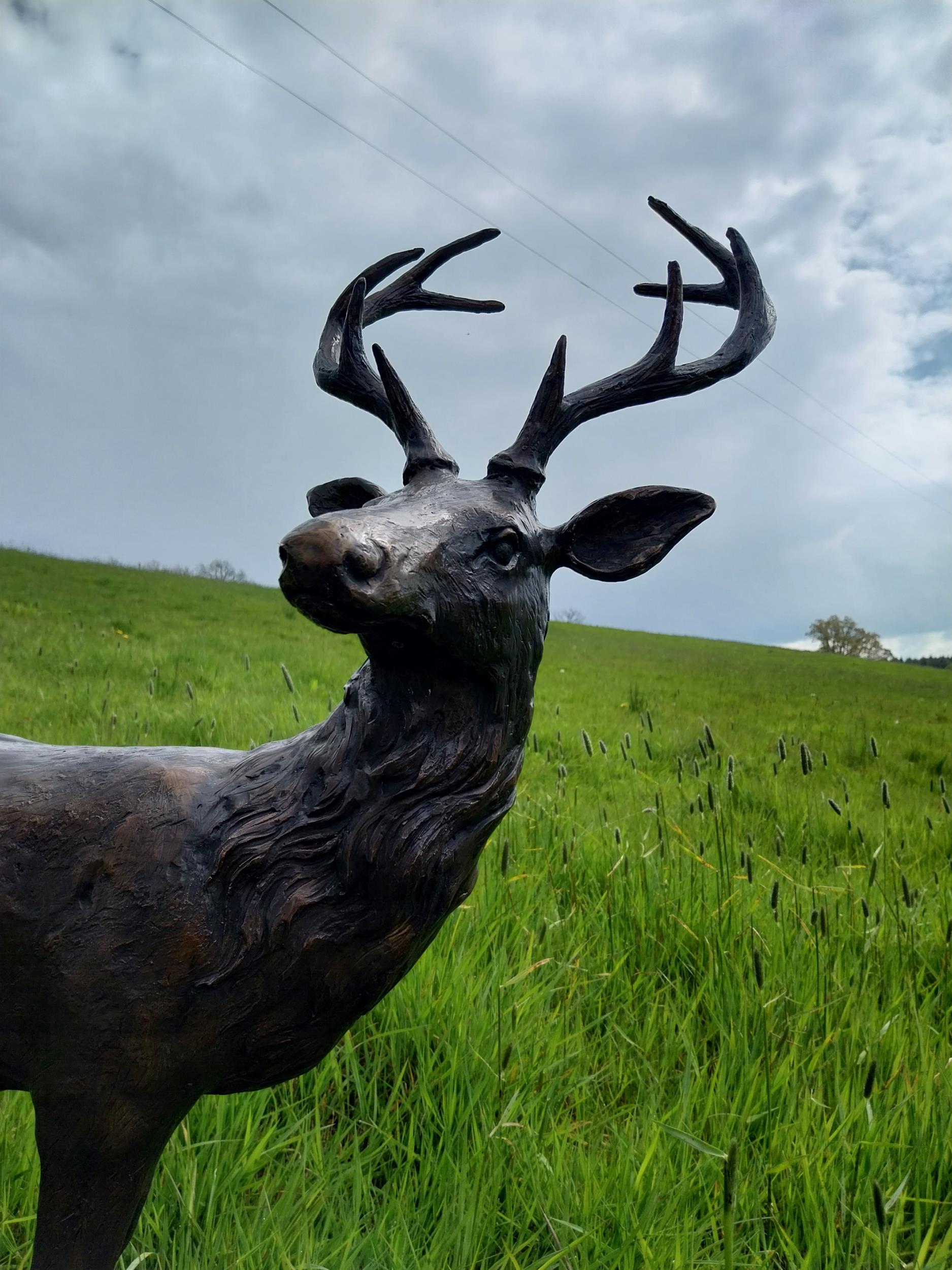 Exceptional quality statue of Stag on craggy rock {92 cm H x 78 cm W x 37 cm D}. - Bild 3 aus 9