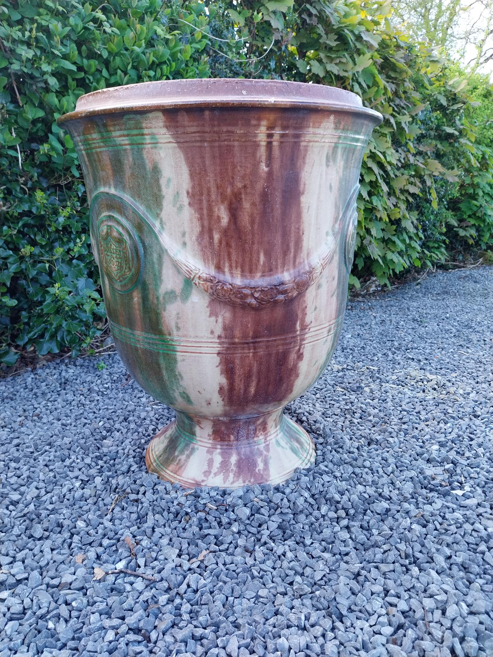 Good quality glazed terracotta Boisset Anduze urn signed (1992) {72 cm H x 56 cm Dia.}. - Image 9 of 9