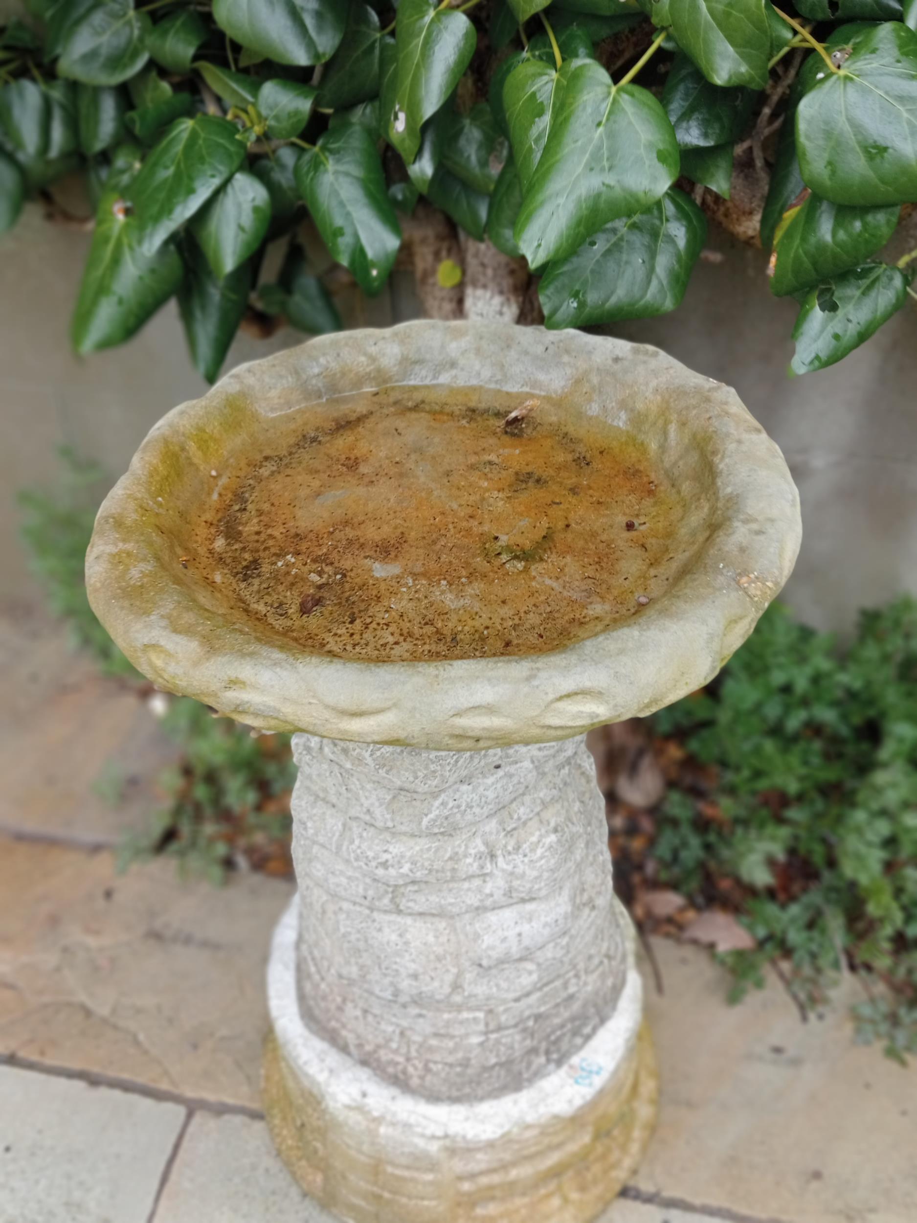 Composition stone bird bath {H 60cm x Dia 36 cm }. (NOT AVAILABLE TO VIEW IN PERSON) - Image 2 of 2