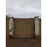 Pair of Limestone pillars {H 214cm x W 40cm x D 40cm}.