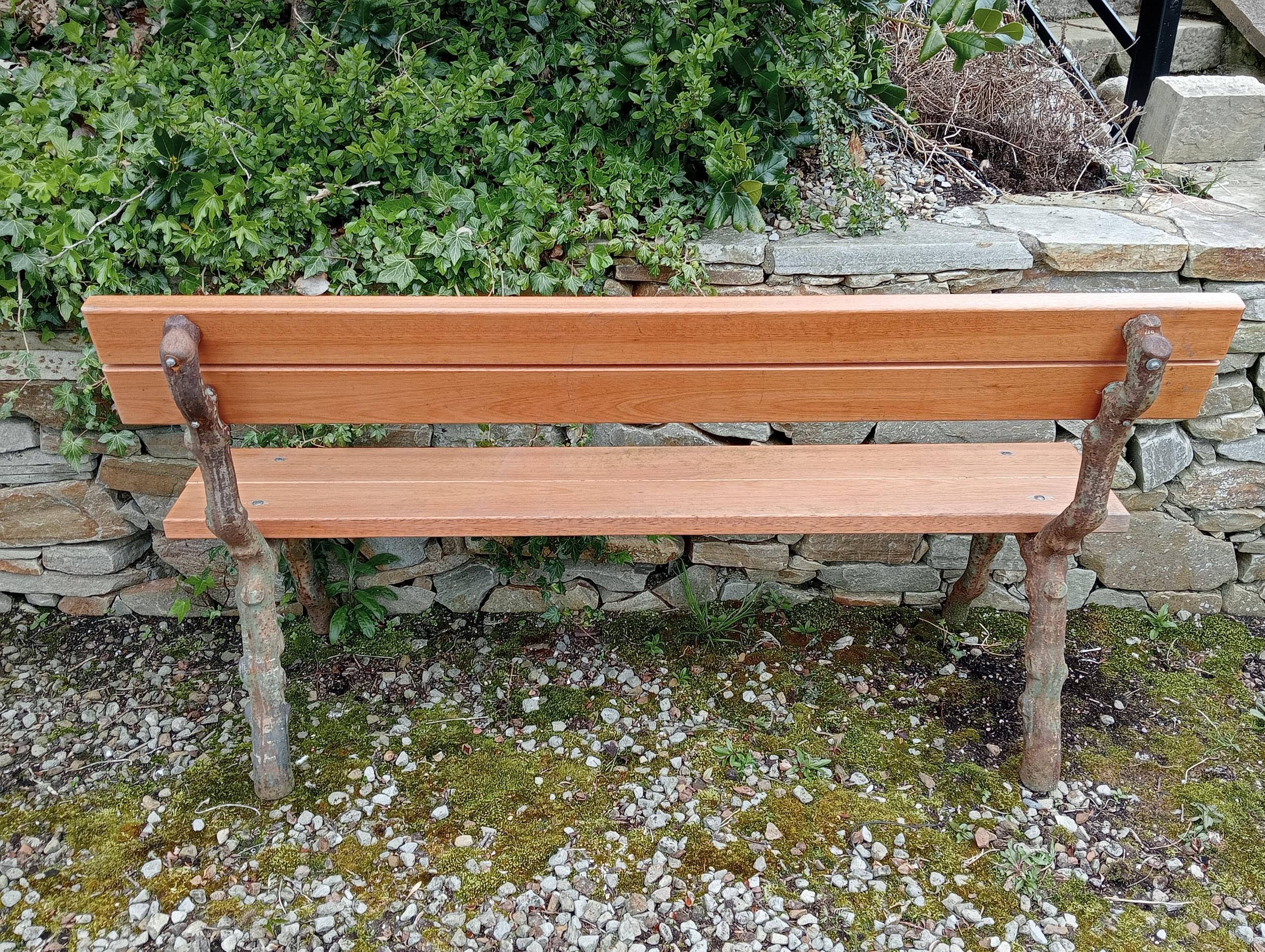 Cast iron rustic bramble bench with wooden slats {H 85cm x W 155cm x D 50cm}. (NOT AVAILABLE TO VIEW - Image 4 of 4