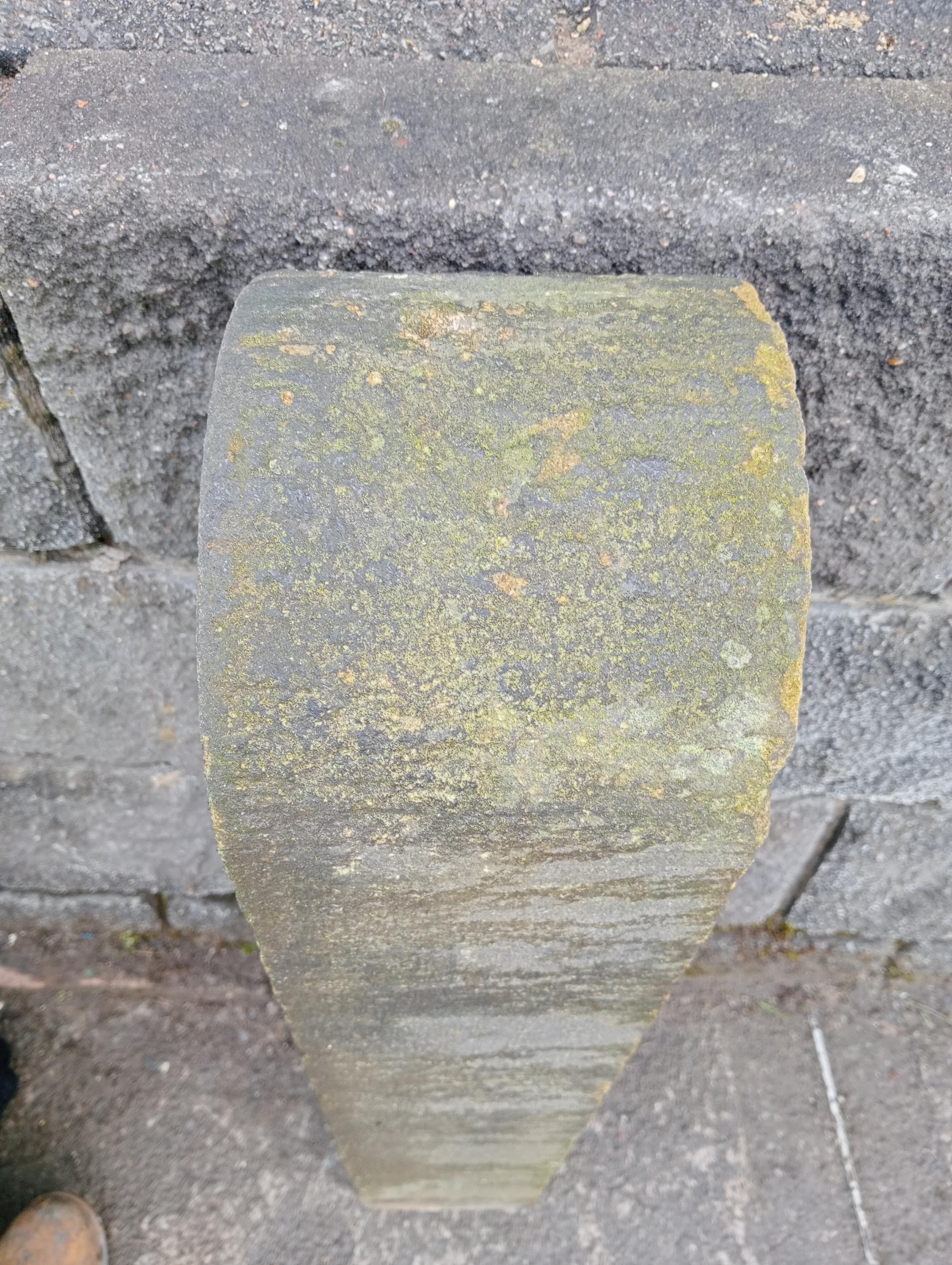 Sandstone gate post bullnose top {H 85cm x W 16cm x D 20cm }. (NOT AVAILABLE TO VIEW IN PERSON) - Image 3 of 4