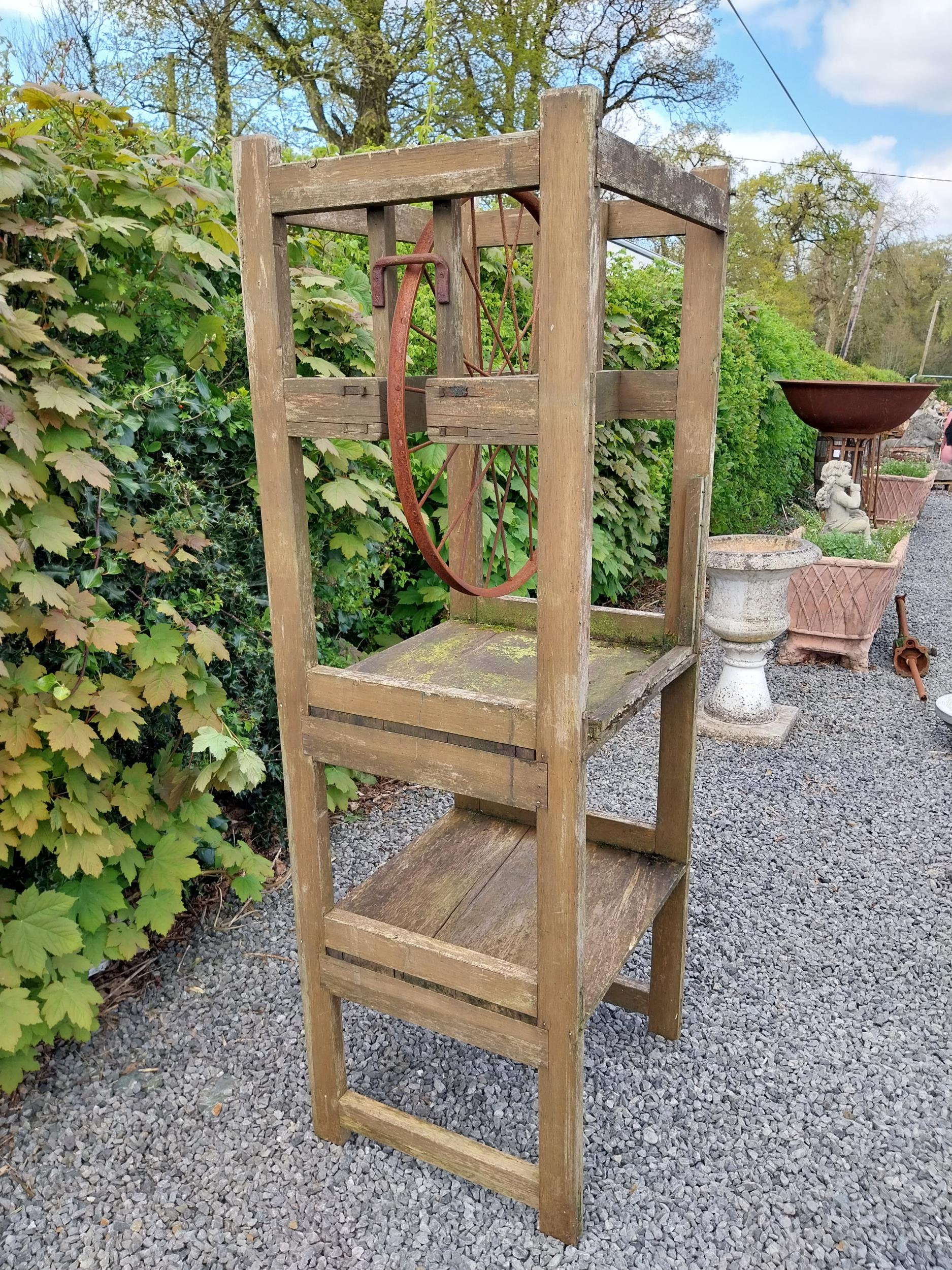 20th C. wooden and wrought iron dumbwaiter {157 cm H x 54 cm W x 50 cm D}. - Image 5 of 5