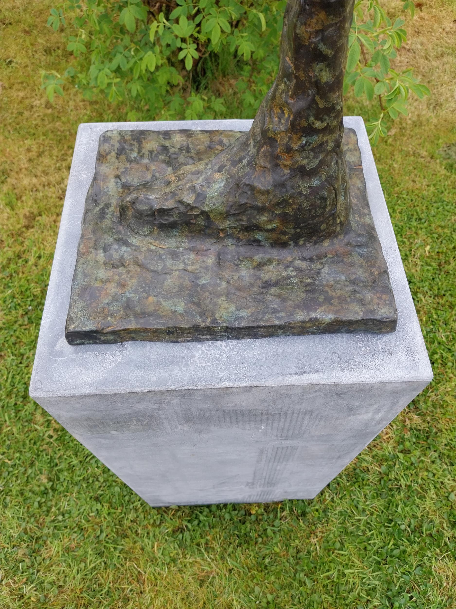 Exceptional quality contemporary bronze sculpture of a Man raised on slate plinth {Overall - Image 4 of 9