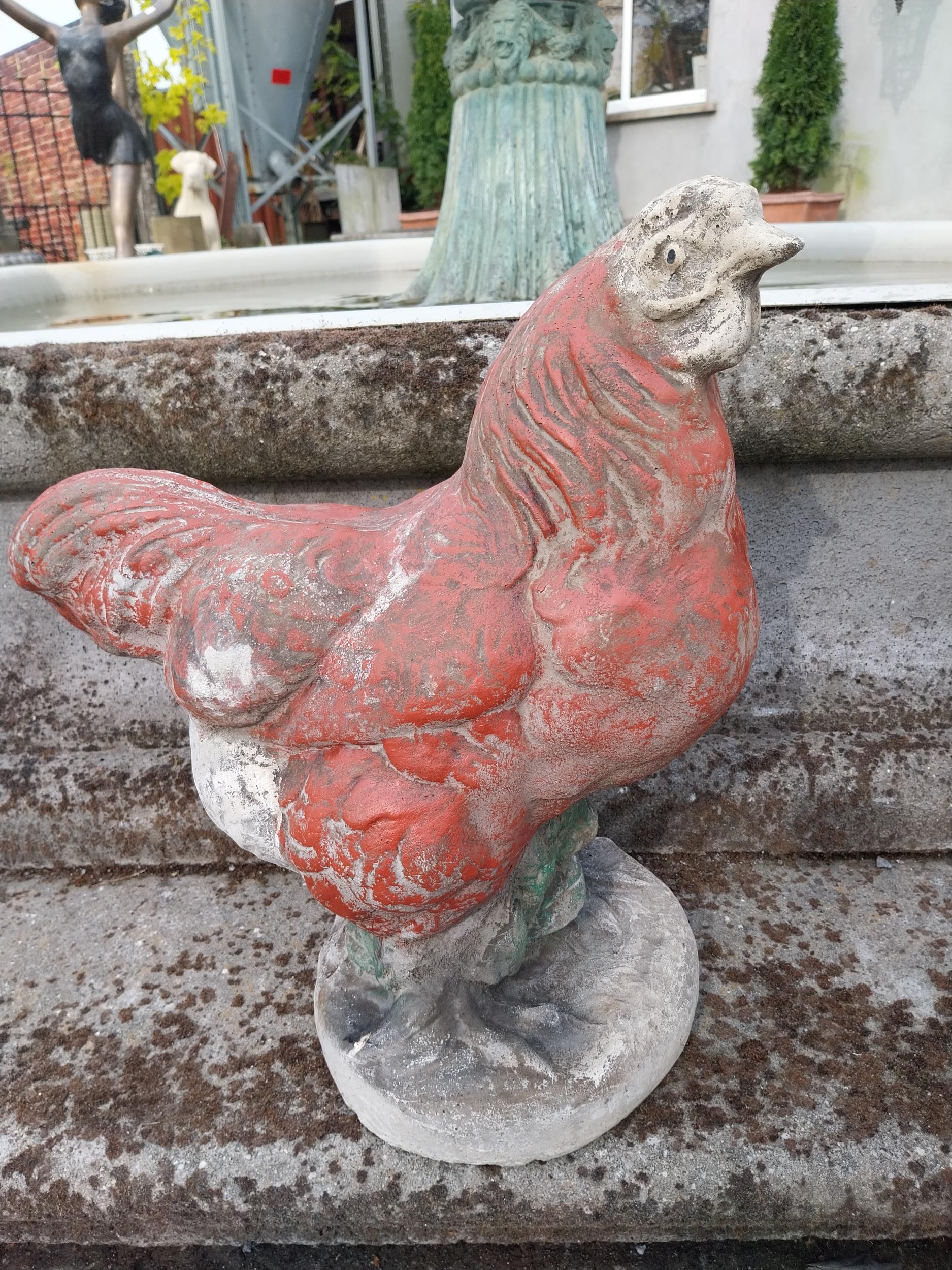 Painted composition statue of Rooster and Hen {65 cm H x 41 cm W x 25 cm D and 50 cm H x 39 cm W x - Image 3 of 7