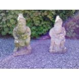 Pair of early 20th C. composition statues of Gnomes {63 cm H x 28 cm W x 26 cm D}.