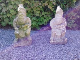 Pair of early 20th C. composition statues of Gnomes {63 cm H x 28 cm W x 26 cm D}.