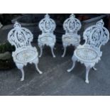 Set of four 19th C. cast iron garden chairs {80cm H x 40cm W x 50cm D}