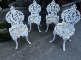 Set of four 19th C. cast iron garden chairs {80cm H x 40cm W x 50cm D}