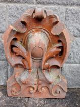 Terracotta wall frieze with scroll design {H 62cm x W 48cm x D 21cm }. (NOT AVAILABLE TO VIEW IN