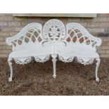 Cast aluminium garden bench in the Coalbrookdale style {H 78cm x W 131cm x D 60cm }. (NOT