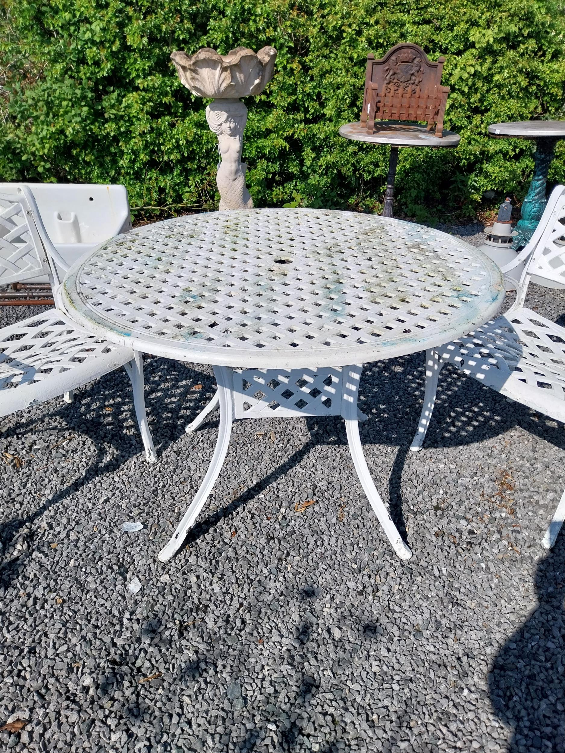 Cast aluminium garden table with two matching armchairs {Tbl. 76 cm H x 160 cm Dia. and Chairs 81 cm - Image 3 of 5