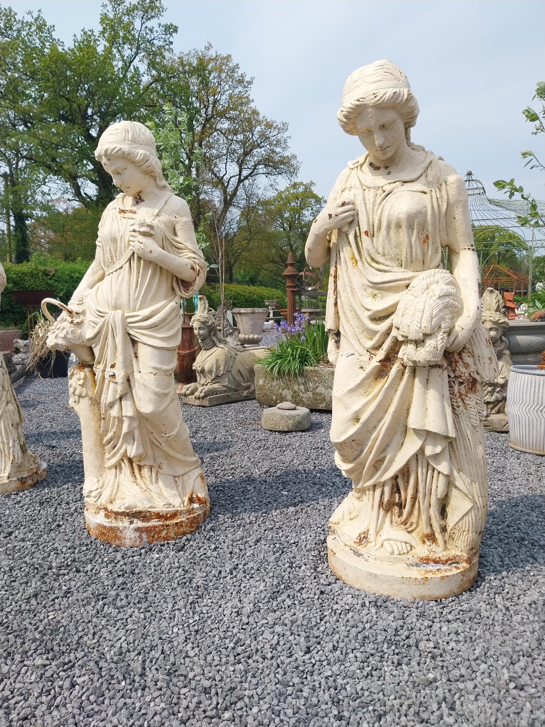 Set of four good quality cast iron Four Seasons statues {Approx. 152 cm H x 70 cm W x 50 cm D}. - Image 2 of 10