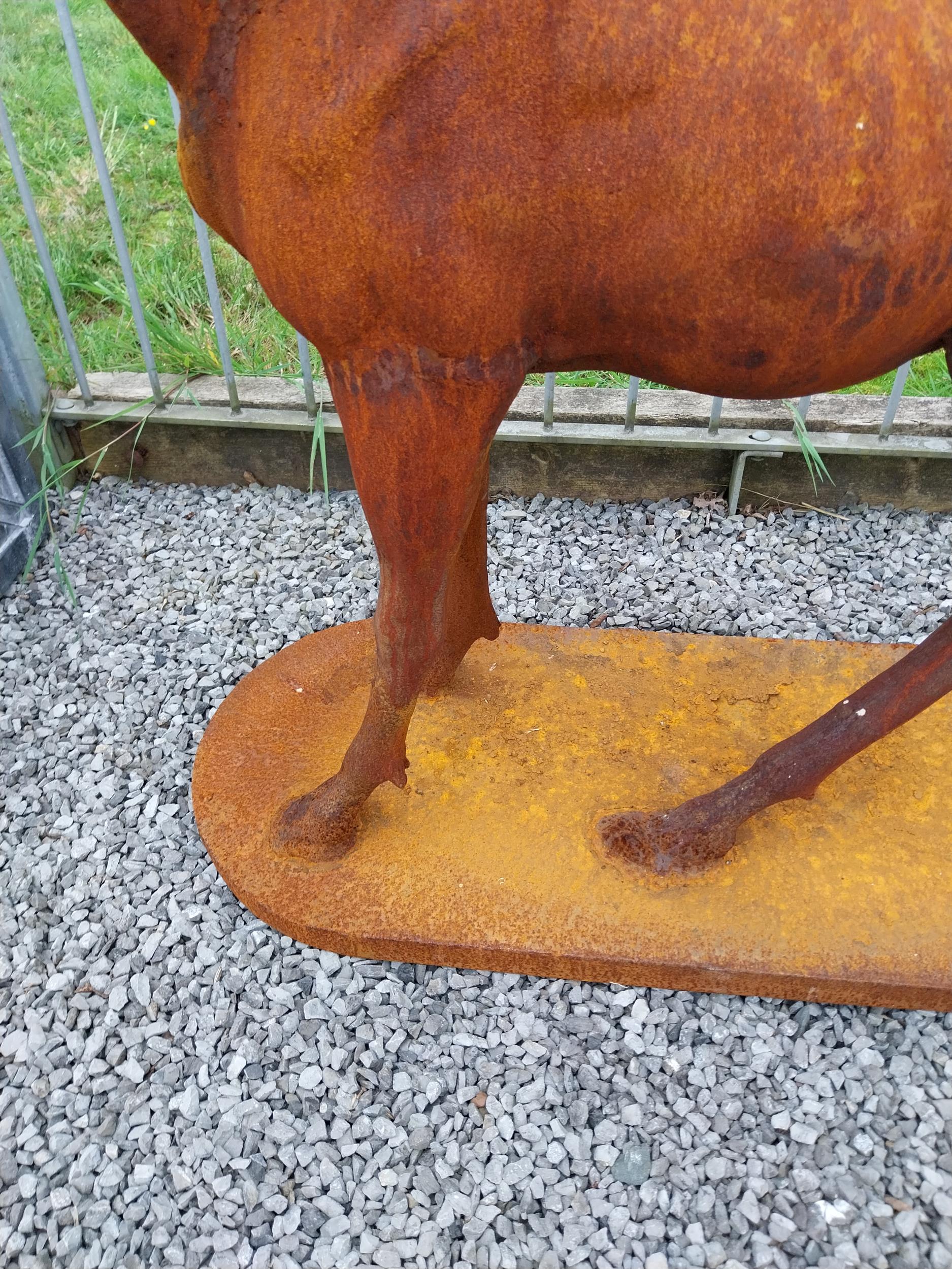 Good quality French cast iron statue of a Stag mounted on platform base {145 cm H x 110 cm W X 66 cm - Image 3 of 5