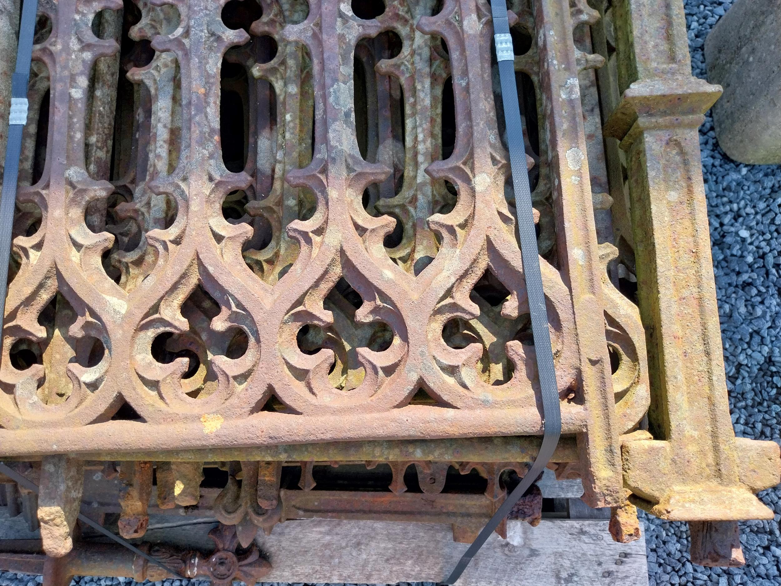Collection of 19th C. cast iron wall railing. - Image 4 of 4