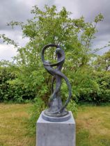 Exceptional quality contemporary bronze sculpture 'The Dancers' {57 cm H x 22 cm Dia.}.