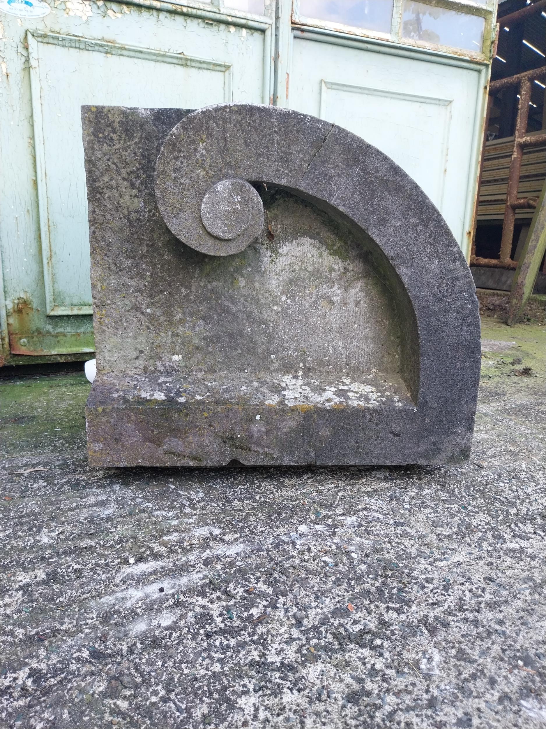 Pair of 19th C. carved limestone pier caps {52 cm H x 58 cm W x 40 cm D}. - Image 2 of 9