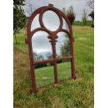 Cast iron garden mirror {73 cm H x 50 cm W}.