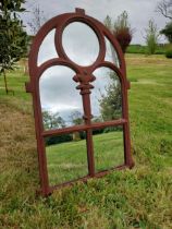 Cast iron garden mirror {73 cm H x 50 cm W}.