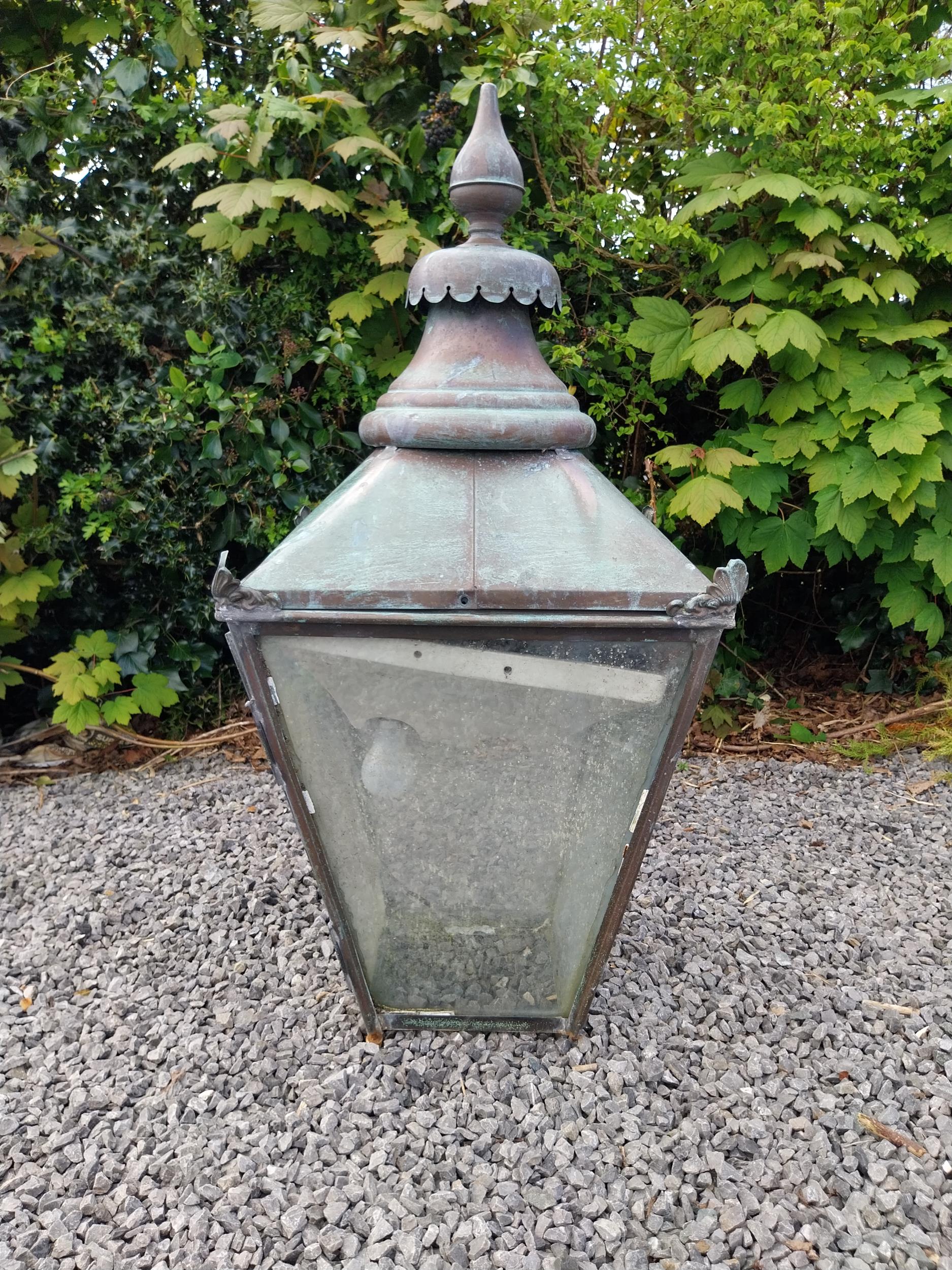 Early 20th C. copper lantern {94 cm H x 44 cm W x 44 cm D}.