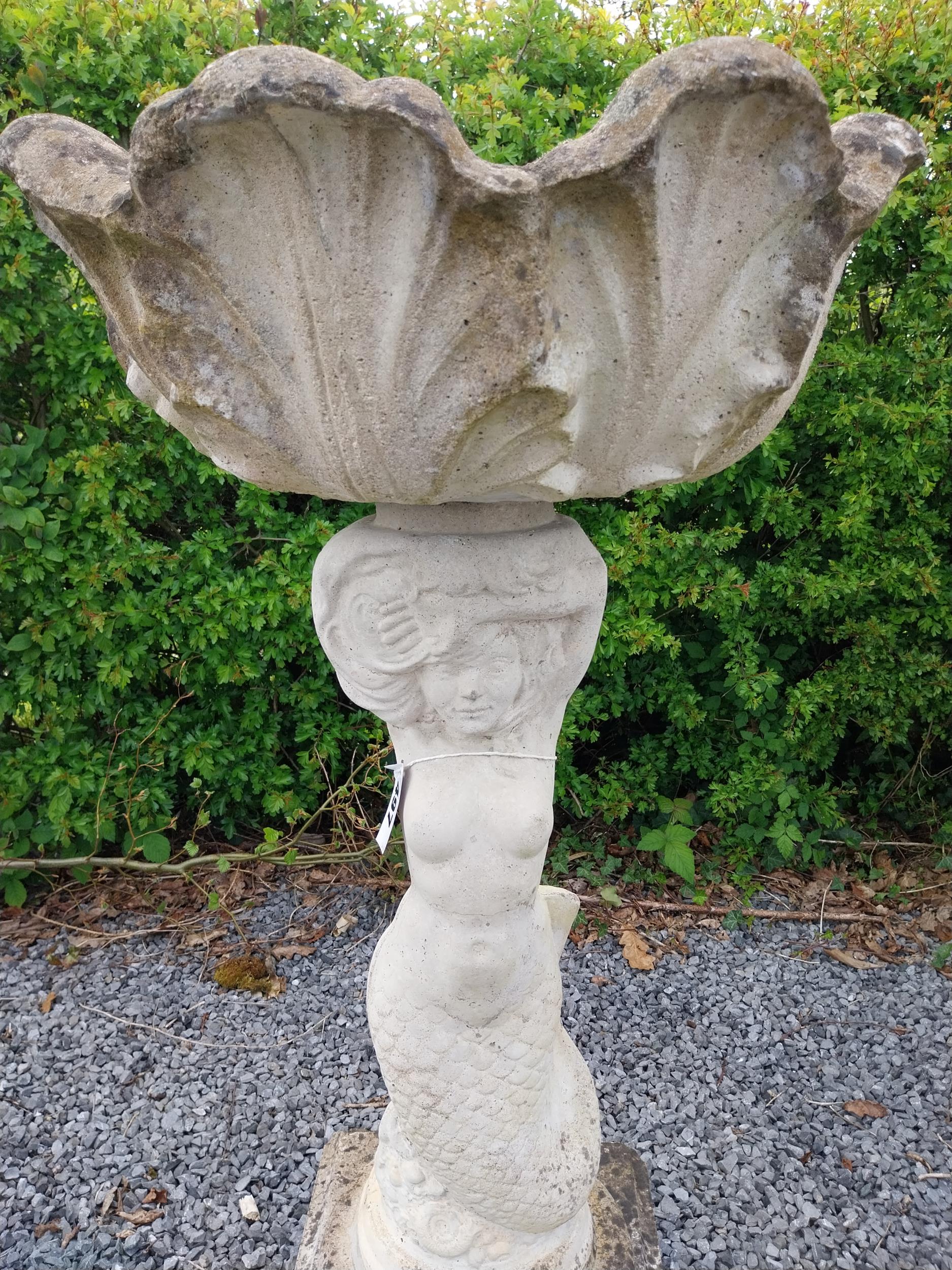 Composition planter mounted on pedestal in form of a mermaid {113 cm H x 55 cm Dia.}. - Image 2 of 3