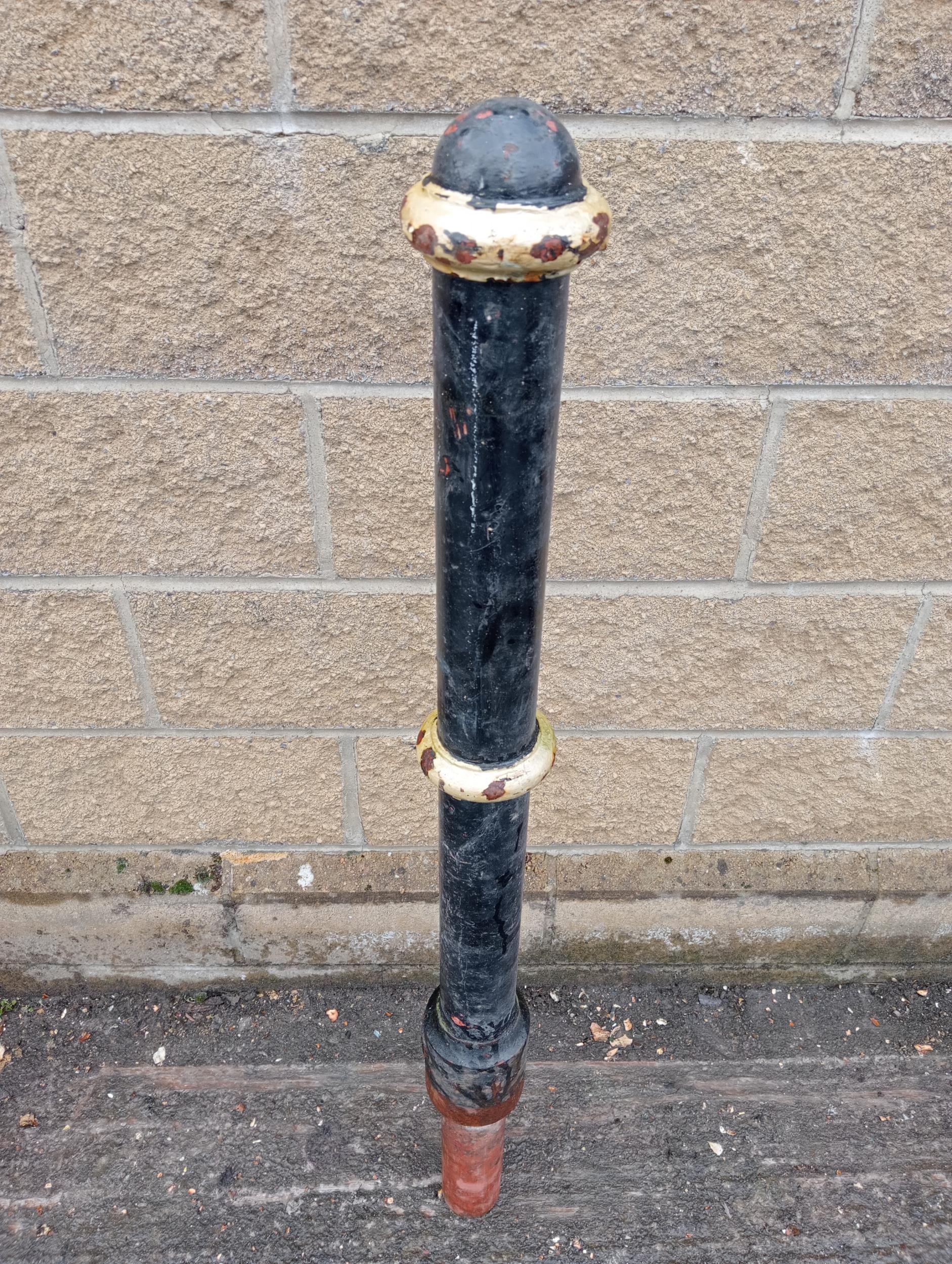 Three cast iron bollards {H 130cm x Dia 12cm }. (NOT AVAILABLE TO VIEW IN PERSON) - Image 2 of 3