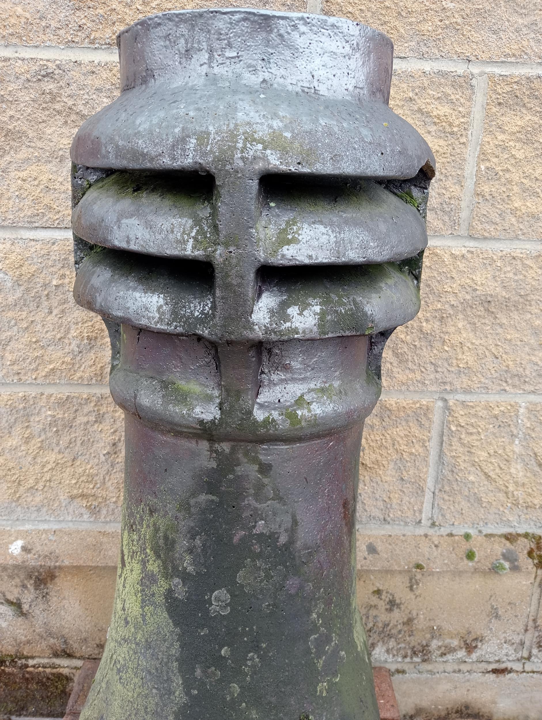 Pair of salt glazed louvre chimney pots {H 90cm x W 36cm x D 36cm }. (NOT AVAILABLE TO VIEW IN - Image 2 of 2