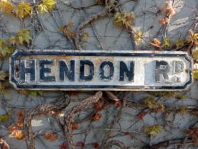 Cast iron Street sign Hendon Road {H 18cm x W 82cm }. (NOT AVAILABLE TO VIEW IN PERSON)