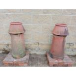 Pair of terracotta chimney pots {H 76cm x D 36cm }. (NOT AVAILABLE TO VIEW IN PERSON)