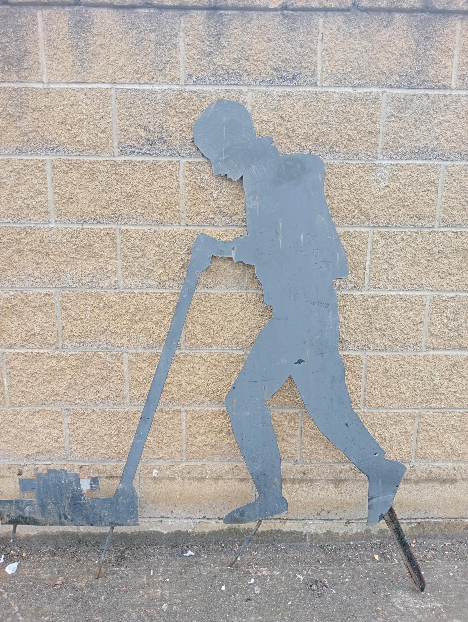 Metal silhouette of farmer {H 170cm x W 160cm }. (NOT AVAILABLE TO VIEW IN PERSON)