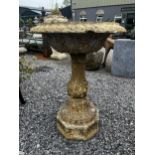 Rare William IV butt terracotta planter on reeded pedestal {90cm H x 70cm Dia.}