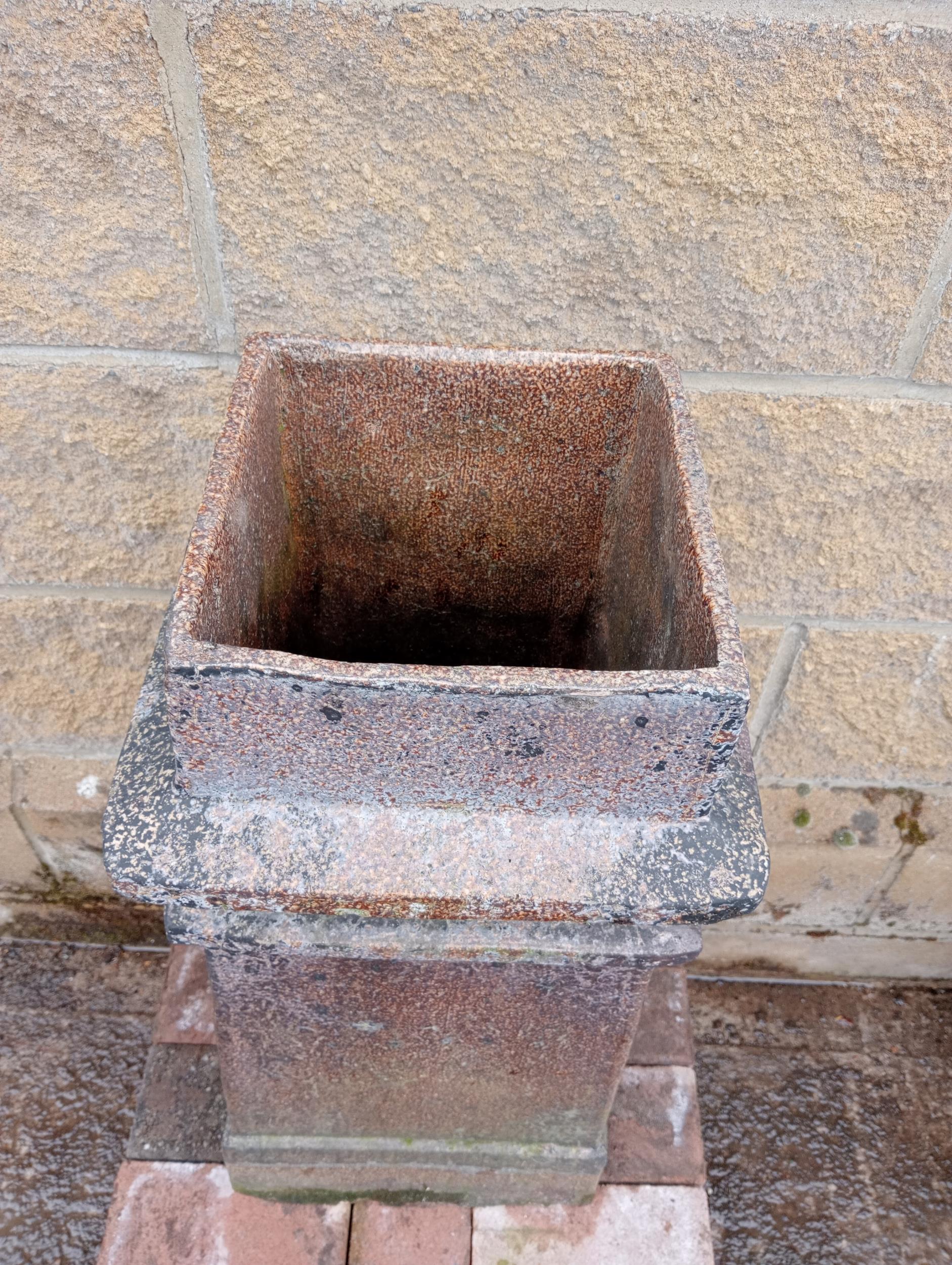 Pair of square salt glazed chimney pots {H 64cm x 31 x 31}. (NOT AVAILABLE TO VIEW IN PERSON) - Image 3 of 3