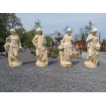 Set of four good quality cast iron Four Seasons statues {Approx. 152 cm H x 70 cm W x 50 cm D}.