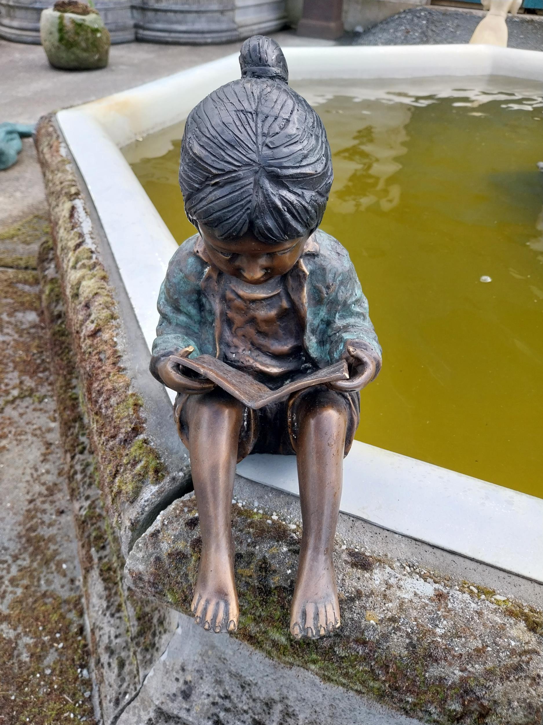 Good quality bronze figure of a Girl reading {33 cm H x 20 cm W x 28 cm D}. - Image 4 of 4