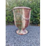 Good quality glazed terracotta Boisset Anduze urn signed (1992) {72 cm H x 56 cm Dia.}.