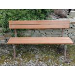 Cast iron rustic bramble bench with wooden slats {H 85cm x W 155cm x D 50cm}. (NOT AVAILABLE TO VIEW