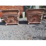 Pair of Italian decorative moulded terracotta urns in the Rocco style {89 cm H x 100 cm W x 100 cm