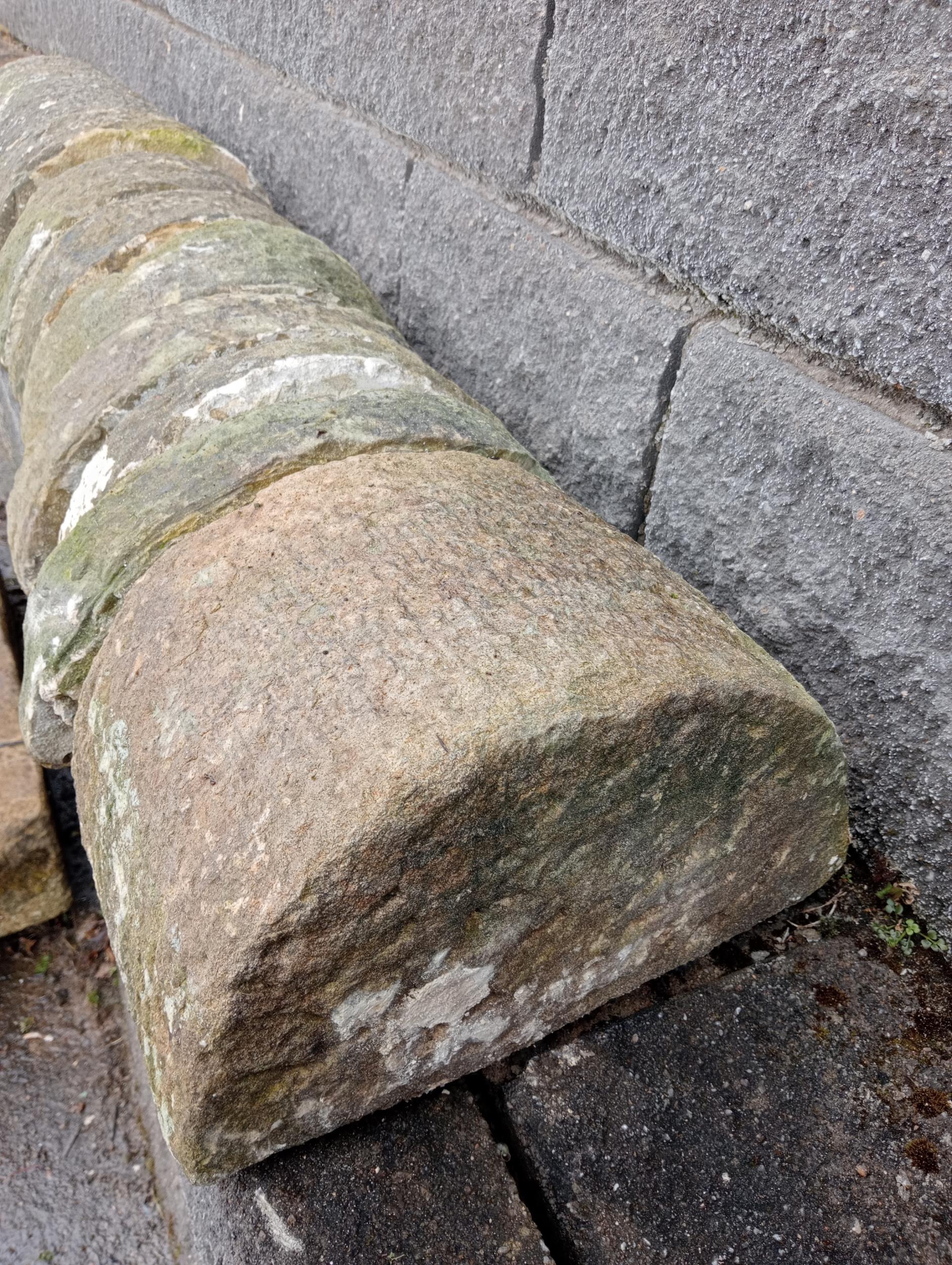 Collection of nine sandstone wall copings bull nose half round {Total length 1.7 metres}. (NOT - Bild 2 aus 3