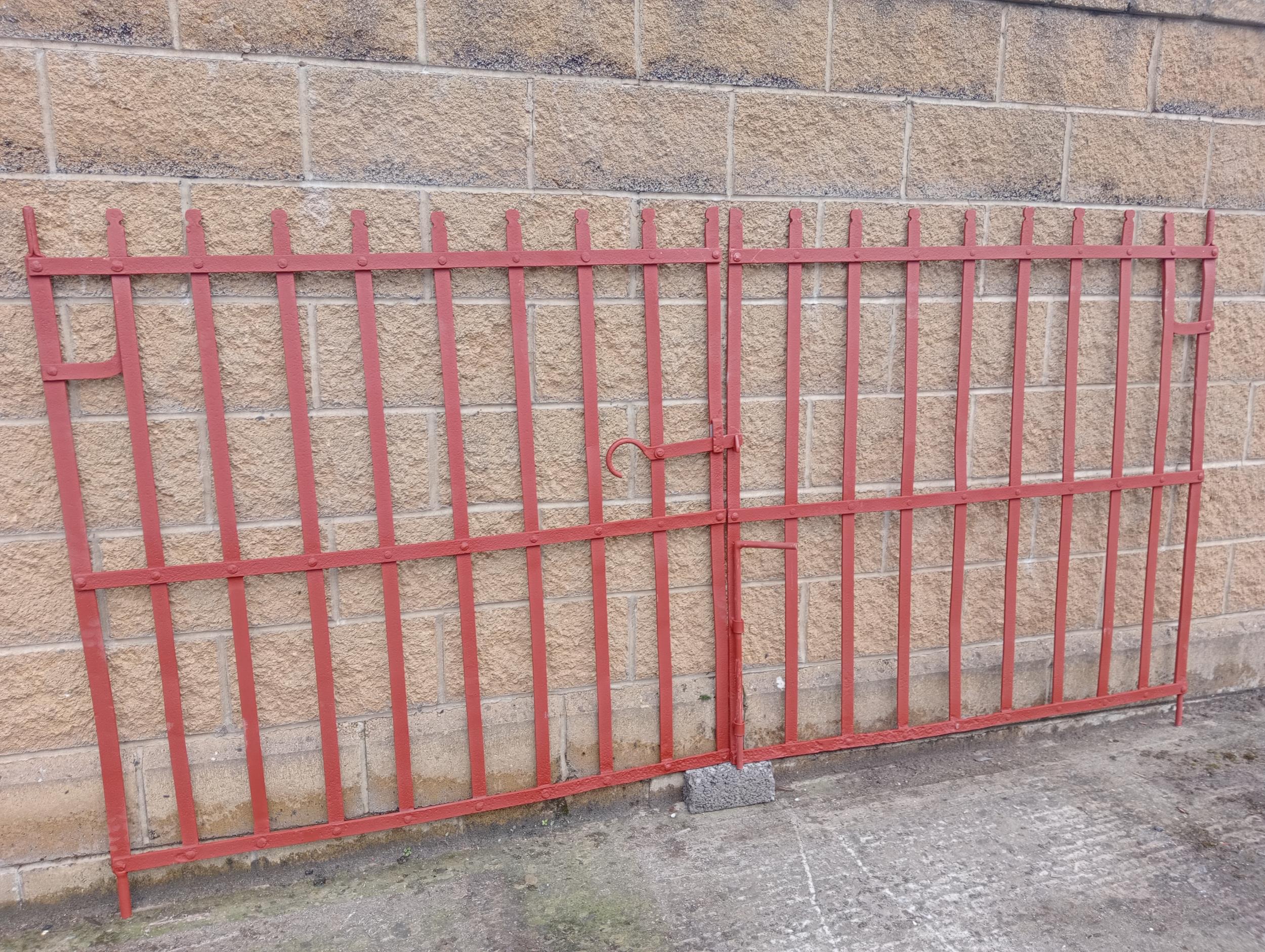 Pair of flat wrought iron entrance gates by Northburn {H 143cm x W 274cm x D 3cm}. (NOT AVAILABLE TO - Image 2 of 3