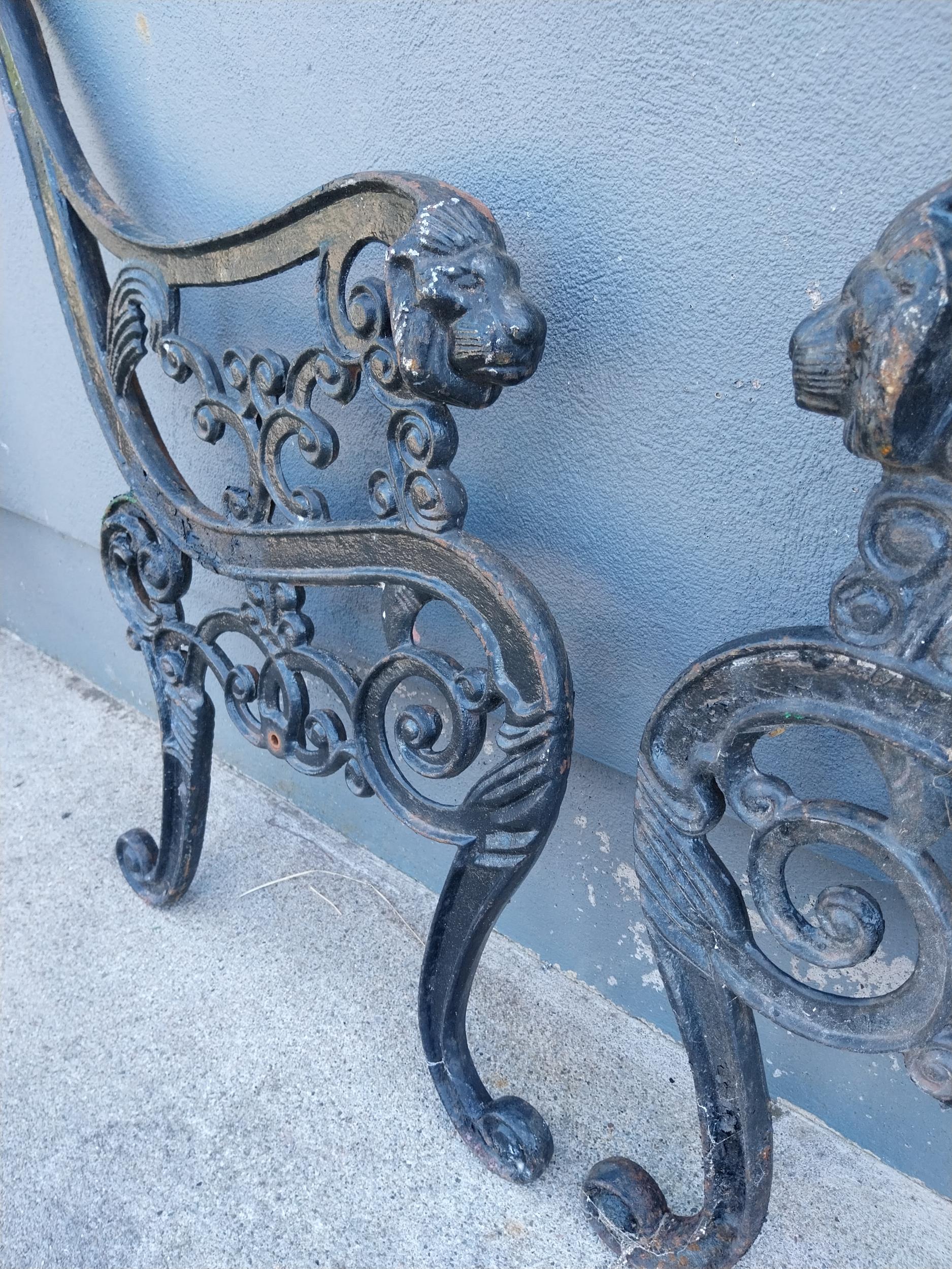 Pair of decorative cast iron seat ends {74 cm H x 66 cm W}. - Image 3 of 3