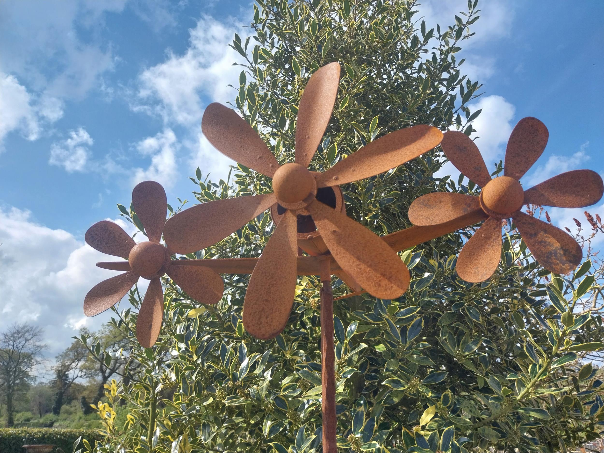 Metal windmill in the form of a plane raised on stand {196 cm H x 63 cm W x 58 cm D}. - Image 3 of 5