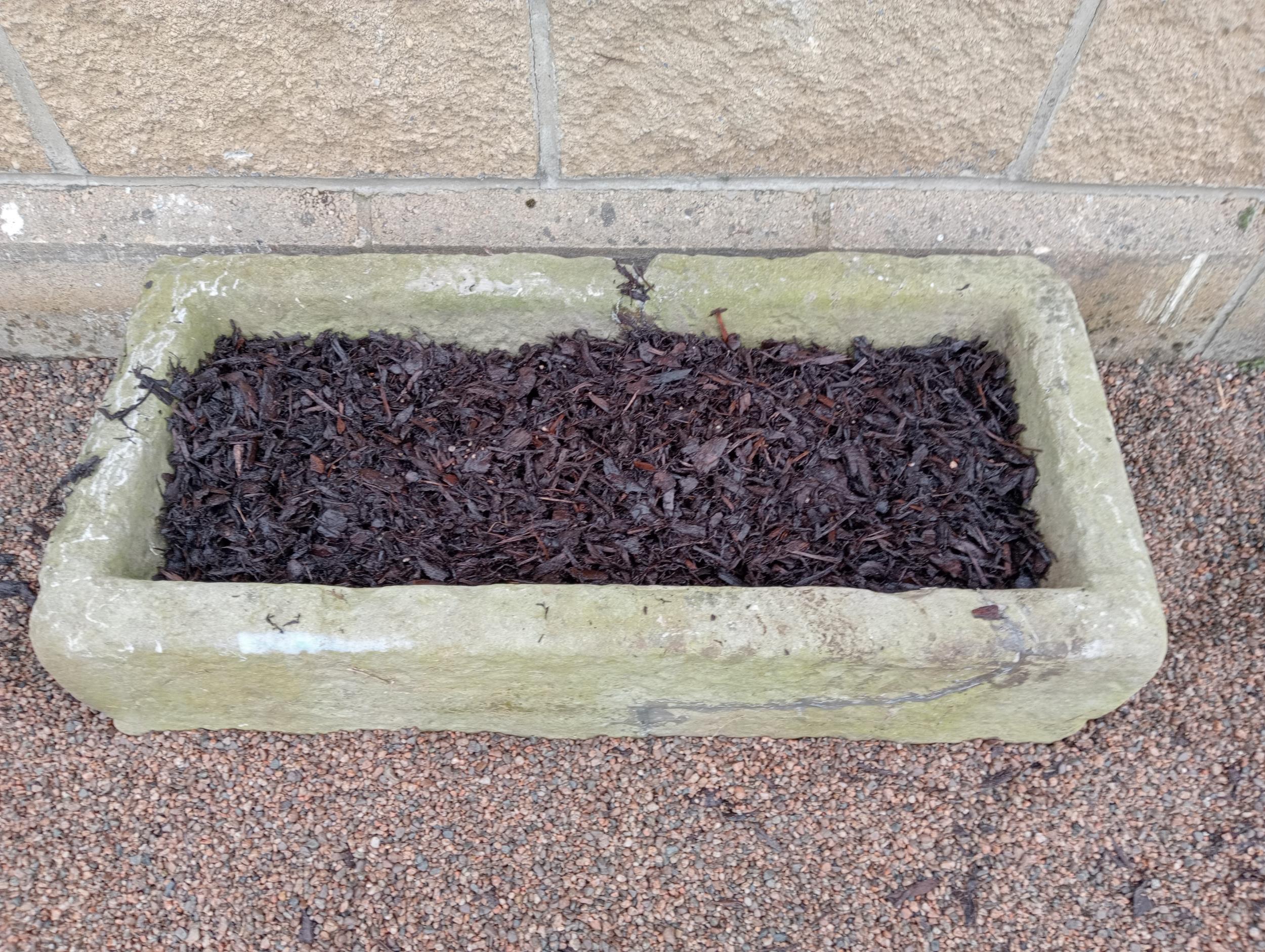 Large sandstone trough {H 24cm x W 152cm x D 50cm }. (NOT AVAILABLE TO VIEW IN PERSON) - Image 2 of 2