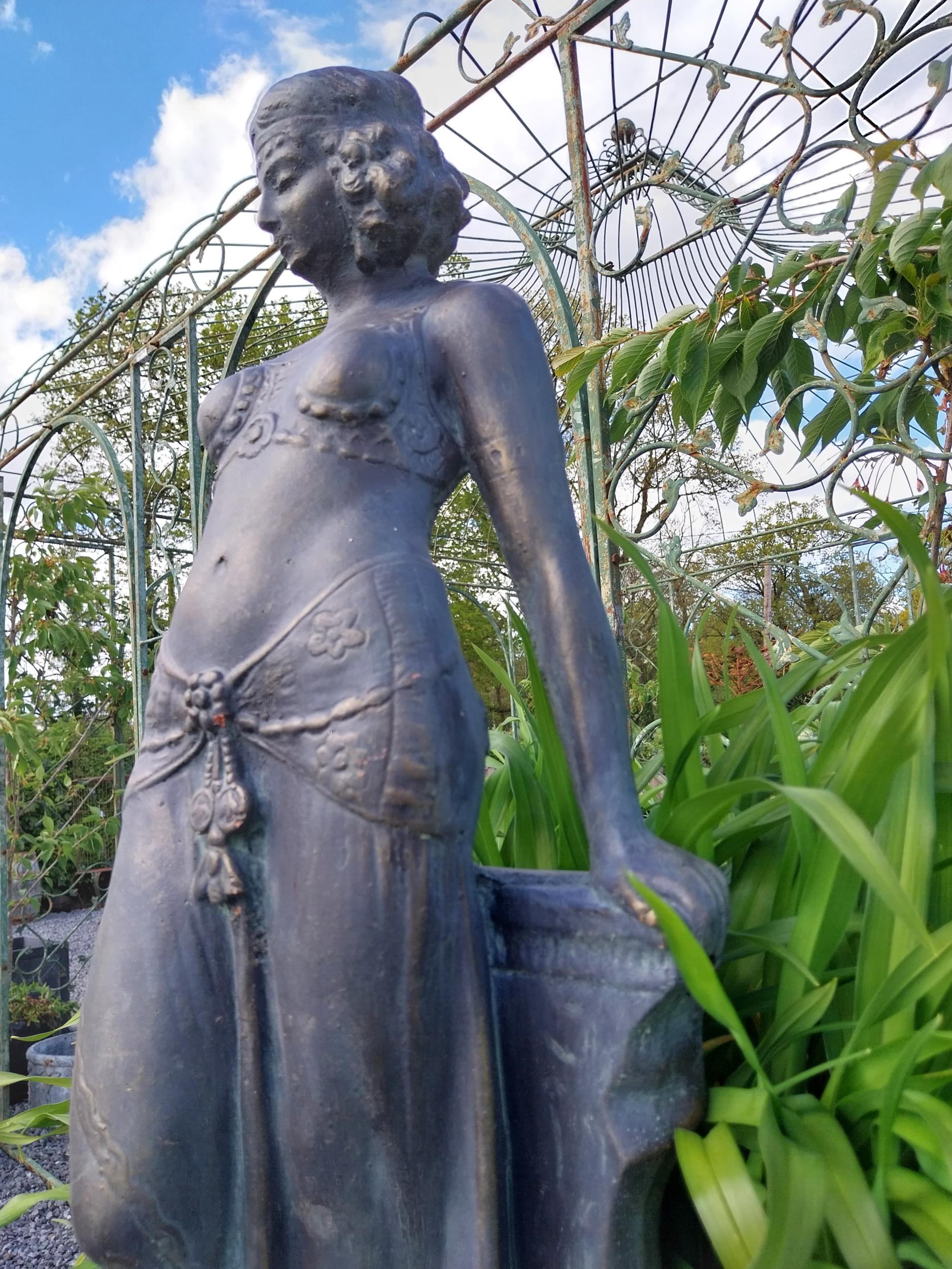 Moulded stone figure of a Lady in the Art Nouveau style {75 cm H x 32 cm W x 23 cm D}. - Image 5 of 5