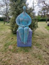 Exceptional quality contemporary bronze sculpture of a Lady {161 cm H x 86 cm W x 60 cm D}.